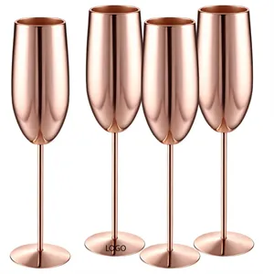 Stainless Steel Stemmed Champagne Flutes