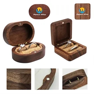 Oval Forest Rustic Carve Engagement Wedding Ring Box Holder