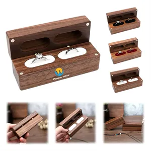 Wedding Walnut Pair Storage Gift Wooden Box Earrings Jewelry