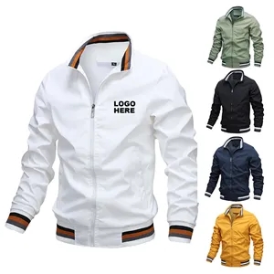 Custom Logo Custom Windbreaker Zip Up Active Coat Bomber Jacket