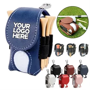 Custom Logo Leather Golf Ball Pouch Mini Pocket Storage Bag