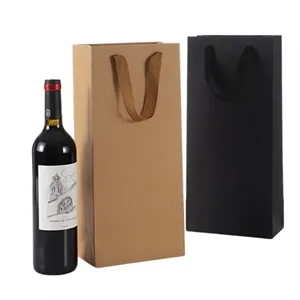 Kraft Bags with Handles for Single and Double Wine Bottles