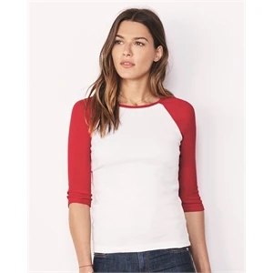 BELLA + CANVAS Women's 1X1 Baby Rib Raglan Three-Quarter ...
