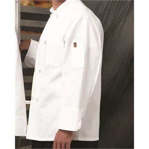 Chef Designs Button Chef Coat with Thermometer Pocket