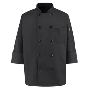 Chef Designs Ten Pearl Button Black Chef Coat