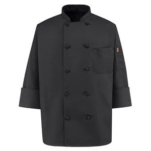 Chef Designs Black Knot Button Chef Coat