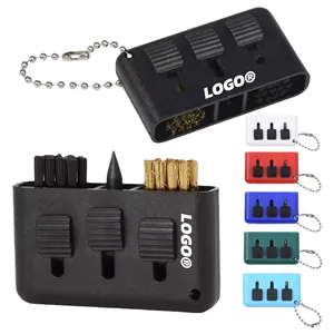 Custom Logo Portable Golf Club Groove Cleaner Brush With Keychain