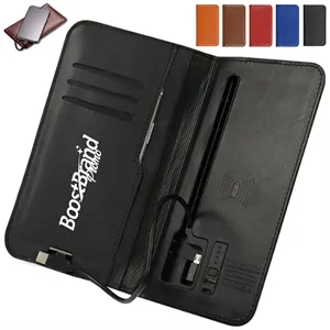 Custom Logo Executive Folio Case with Built-in Power Bank