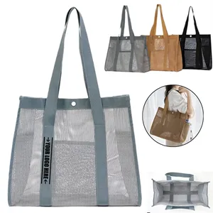 Mesh Beach Tote with Side Pockets
