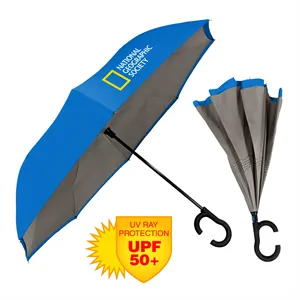 Custom Logo The ViceVersa Inverted Umbrella - Smartphone-Friendly Handle
