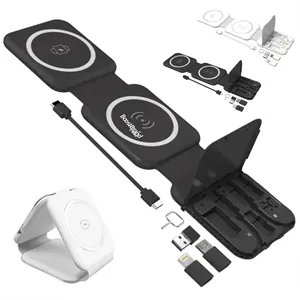 Custom Logo Foldable 3-in-1 Wireless Charging Pad & Stand