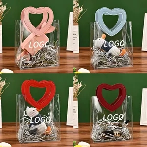 PVC Transparent Gift Bag with Heart-Shaped Handle