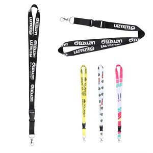 Custom Logo 3/4" Polyester Detach Lanyards Badge Holder W/ Swivel Hook