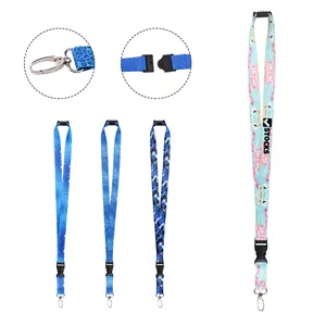 Custom Logo 3/4" Polyester Detachable Lanyard W/ Breakaway & Oval Clasp