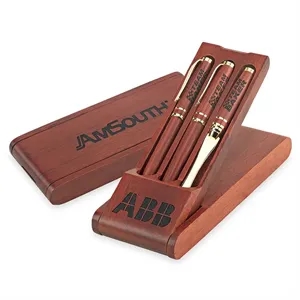 Custom Logo Custom Wooden Pen Display (Triple Pen)