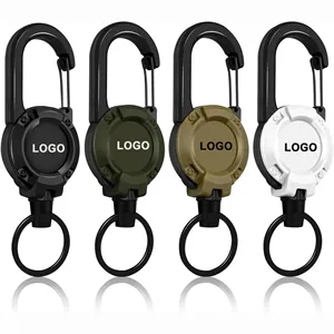 Custom Logo Retractable Carabiner Badge Reel  ID Holder Key Ring