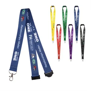 Custom Logo 1" Polyester Breakaway Lanyard for ID Badges W/ Lobster Claw