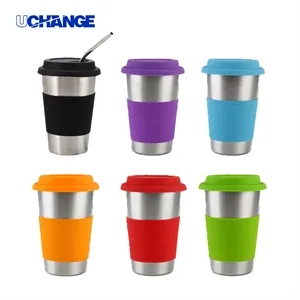 Custom Logo 17 Oz. Stainless Steel Tumbler With Reusable Straw