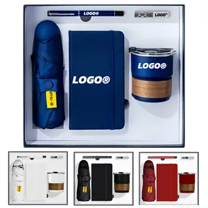 Deluxe Business Gift Set With Notebook Pen Umbrella Cup
