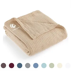Custom Logo Office bedroom lightweight cozy soft cotton muslin blanket