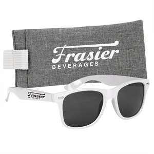 Custom Logo Malibu Sunglasses with Heathered Pouch