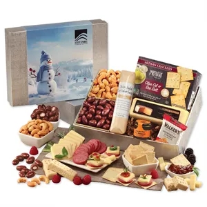Shelf Stable Snacking Smorgasbord with Blue Snowman Sleeve