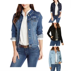 Custom Logo Women Distressed Jean Jackets