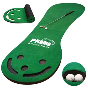 Custom Logo Indoor Golf Putting Mat with Return Track and Target Holes