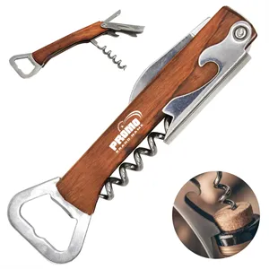Wood Handle Multi Tool Corkscrew Bottle Opener with Logo