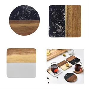 Marble Stone And Acacia Wood Coaster