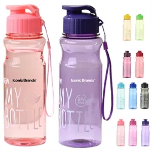 Custom Logo 18 Oz BPA Free Sports Water Bottle with Strap Reusable Logo