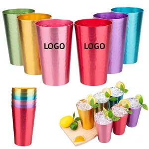 15oz Aluminum  Metal Anodized Hammered Drinking Cup