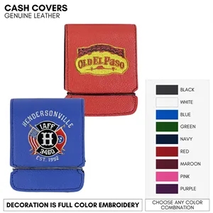 Genuine Leather Cash Cover With Your Logo Embroidered