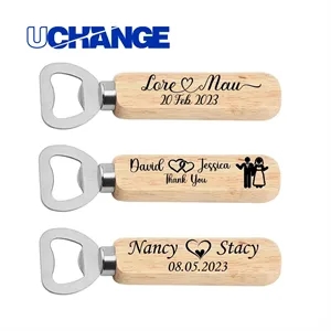 Wood Handle Bottle Opener Laser Engraved