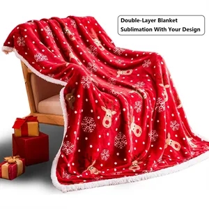 Custom Logo Custom Sherpa Fleece Throw Blankets 50x60