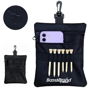 Custom Logo Custom Golf Accessory Ball Pouch Tee Bag with Clip & Pockets