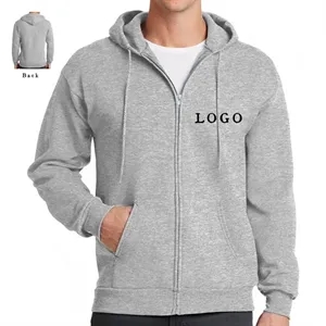 Custom Logo Durable Cotton Fleece Full Zip Hoodie