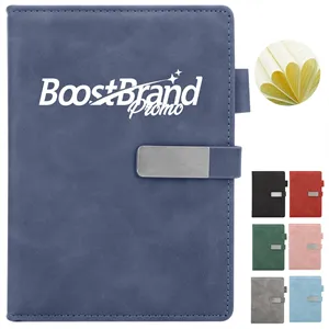 Custom Logo A5 PU Leather Notebook with Pen Loop & Magnetic Closure