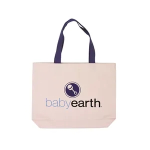 Cotton Canvas Tote Bag with Color Accents