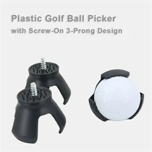Custom Logo Plastic Golf Ball Picker with Screw-On 3-Prong Design