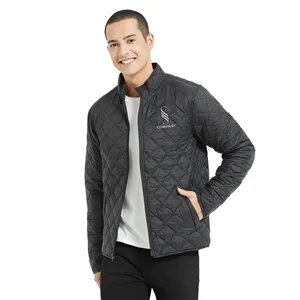 Custom Logo Men's Quilted Full Zip Jacket ( Embroidered )
