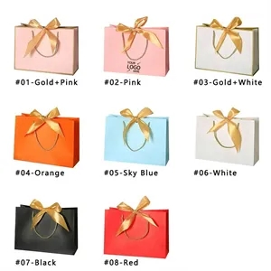 Luxury Customized Gift Paper Bags with Handle And Ribbon