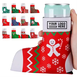 Custom Logo Christmas Boots Shape Cup Sleeve Customization
