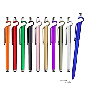 Custom Logo Ballpoint Phone Holder and Touch Screen Stylus Pen