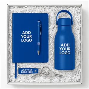 Custom Logo Corporate Gift Set with Notebook, Bottle, Keychain & Pen