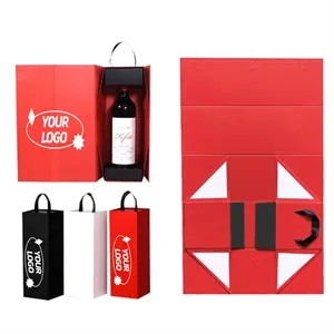 Luxury Single Bottle Wine Gift Box With Handle And Magnetic