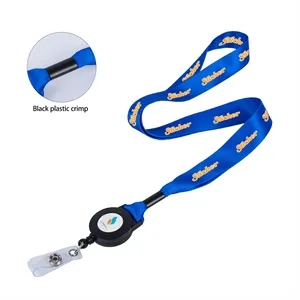 Custom Logo 3/4" Dye-Sublimated Lanyard Badge Reel Combo W/Plastic Crimp