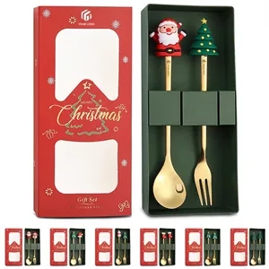 Christmas forks and spoons dessert set for festive party