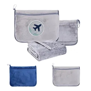 Custom Logo Plush Flannel Blanket & Pillow Combo With Logo