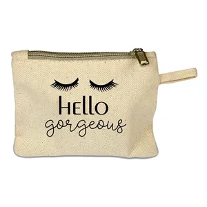 Custom Logo Cotton Canvas Zipper Pouch ( 5"W X 4"H )